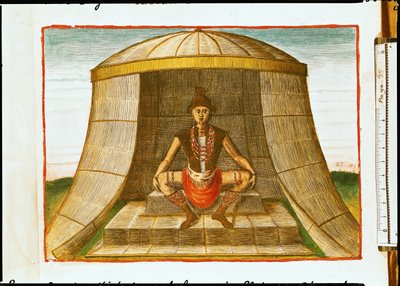 セオドア・ド・ブライ（1528-98）1585-88によって刻まれた「アドミランダナラティオ...」のアイドルキワサ 作： John White